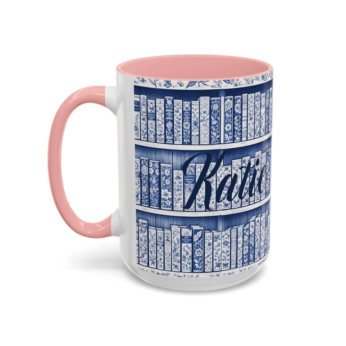 Personalized floral coffee cup, cozy reading bookish gift, book lover birthday gift.