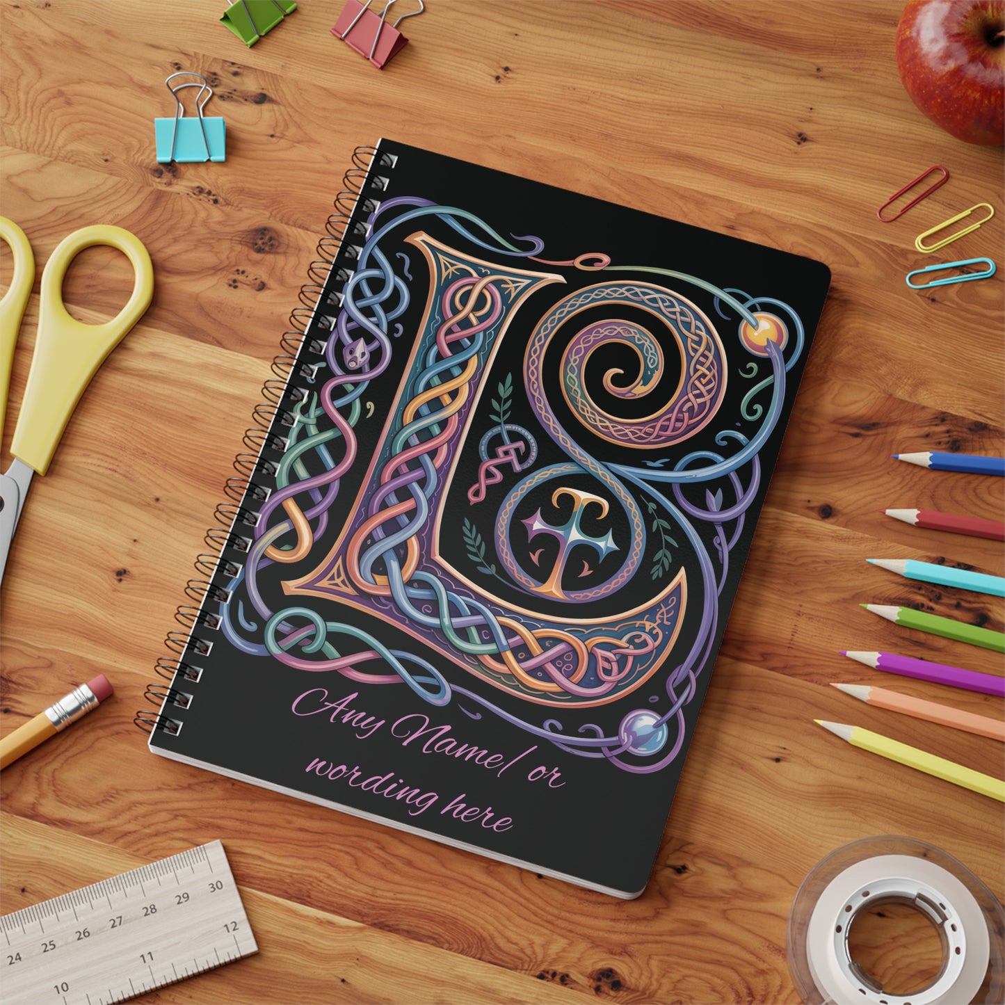 Personalized Norse Witchy Monogram A5 Notebook, Custom Journal,Monogram Notebook, Grimoire Journal, Book Of Shadows, Viking Grimoire Journal