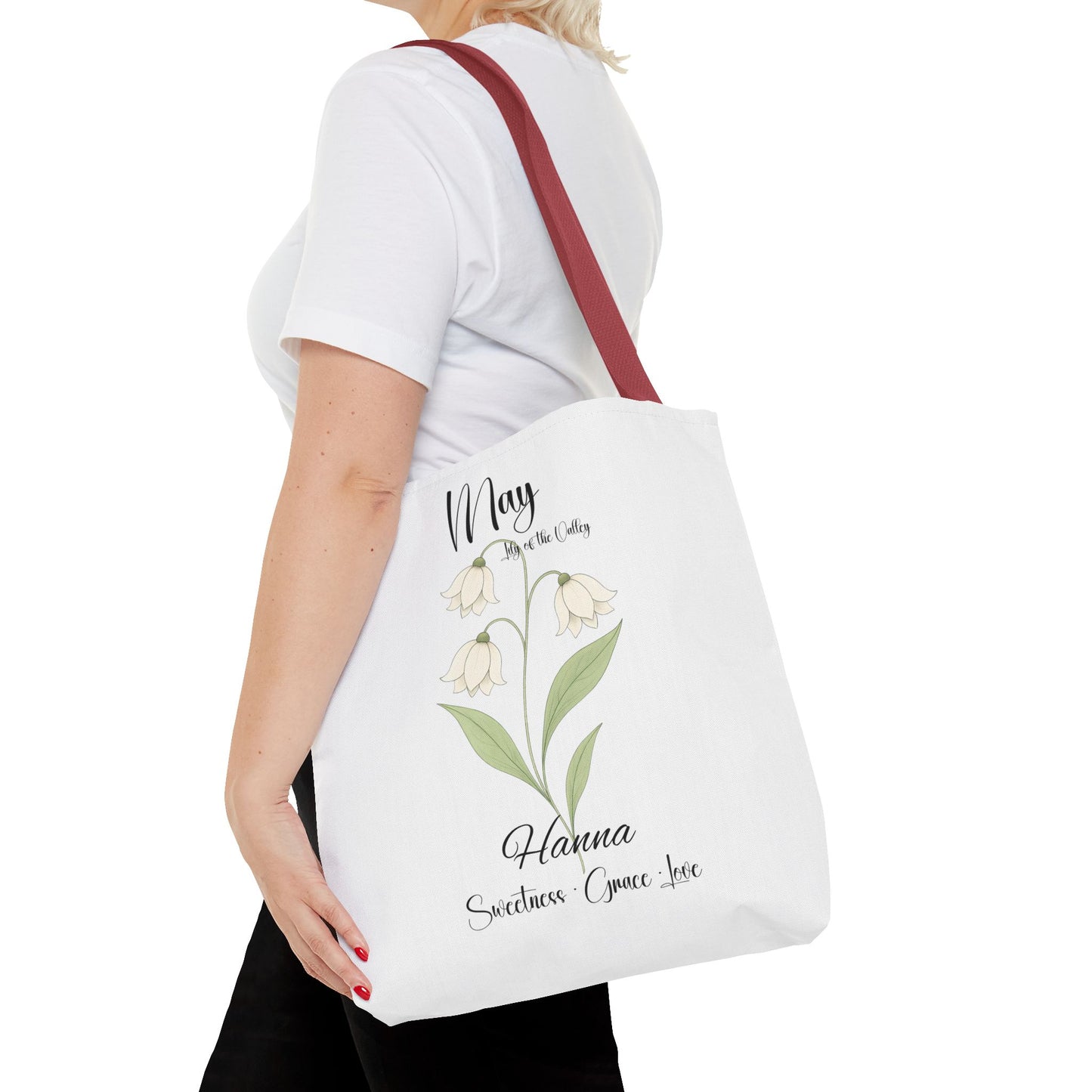 Personlised birth month flower bag for her, milestone birthdays, bestfriend gift.