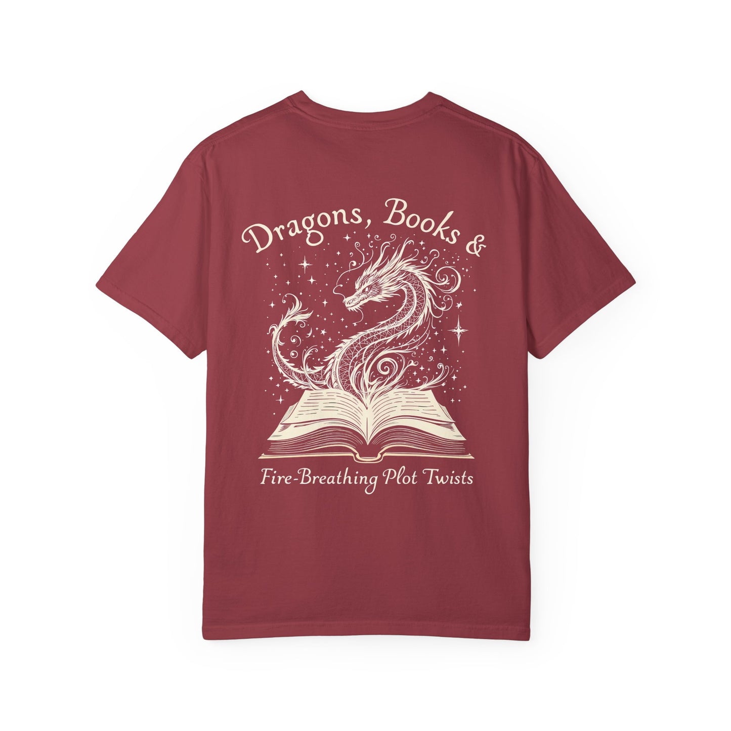 Book Lover Tee, Comfort Colors Dragon Shirt, Fantasy Reader, Bibliophile Gift.
