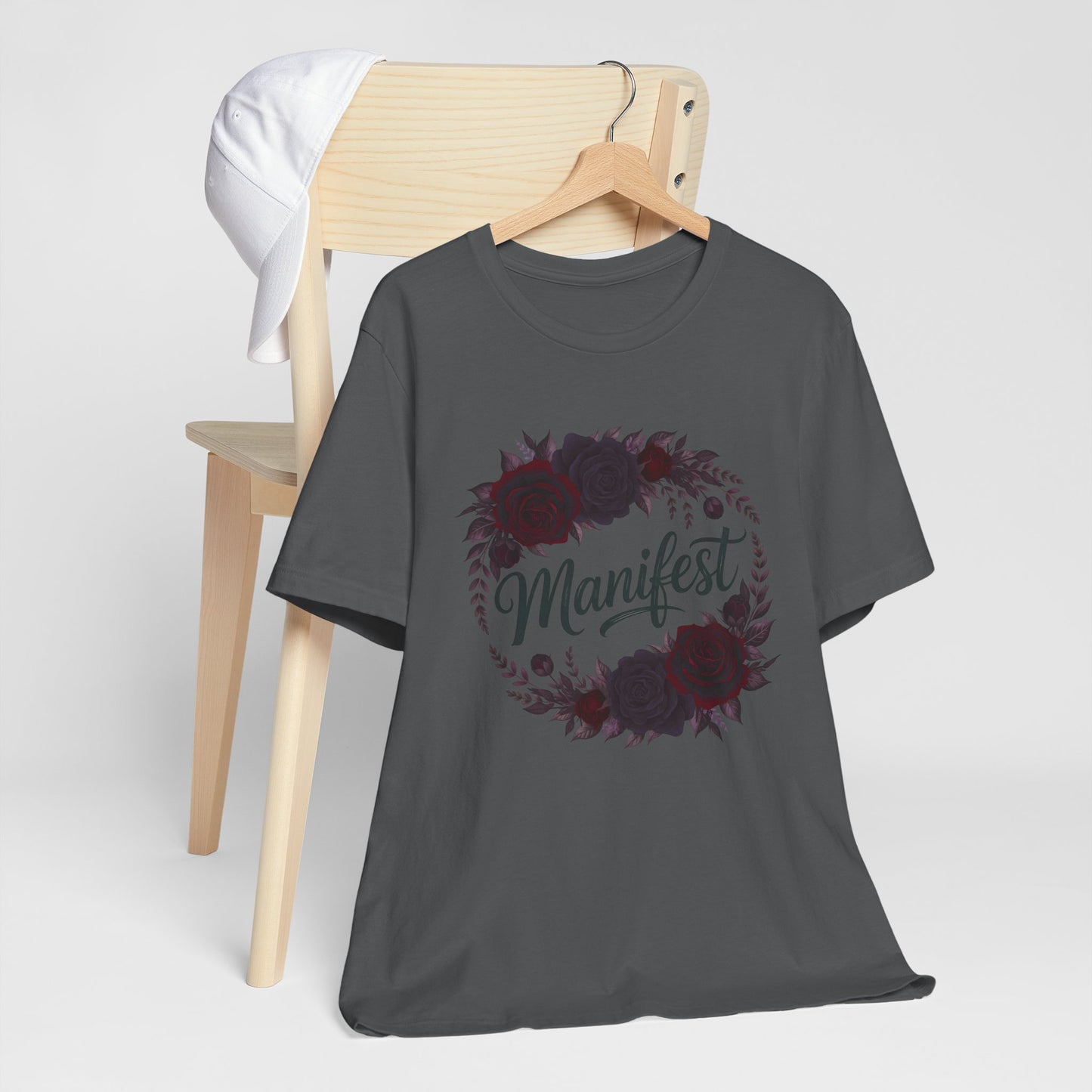 Manifest Witchy T-Shirt | Dark Feminine Floral Shirt | Witchy Glam Manifestation Tee | Spiritual Goddess Moon Graphic Top