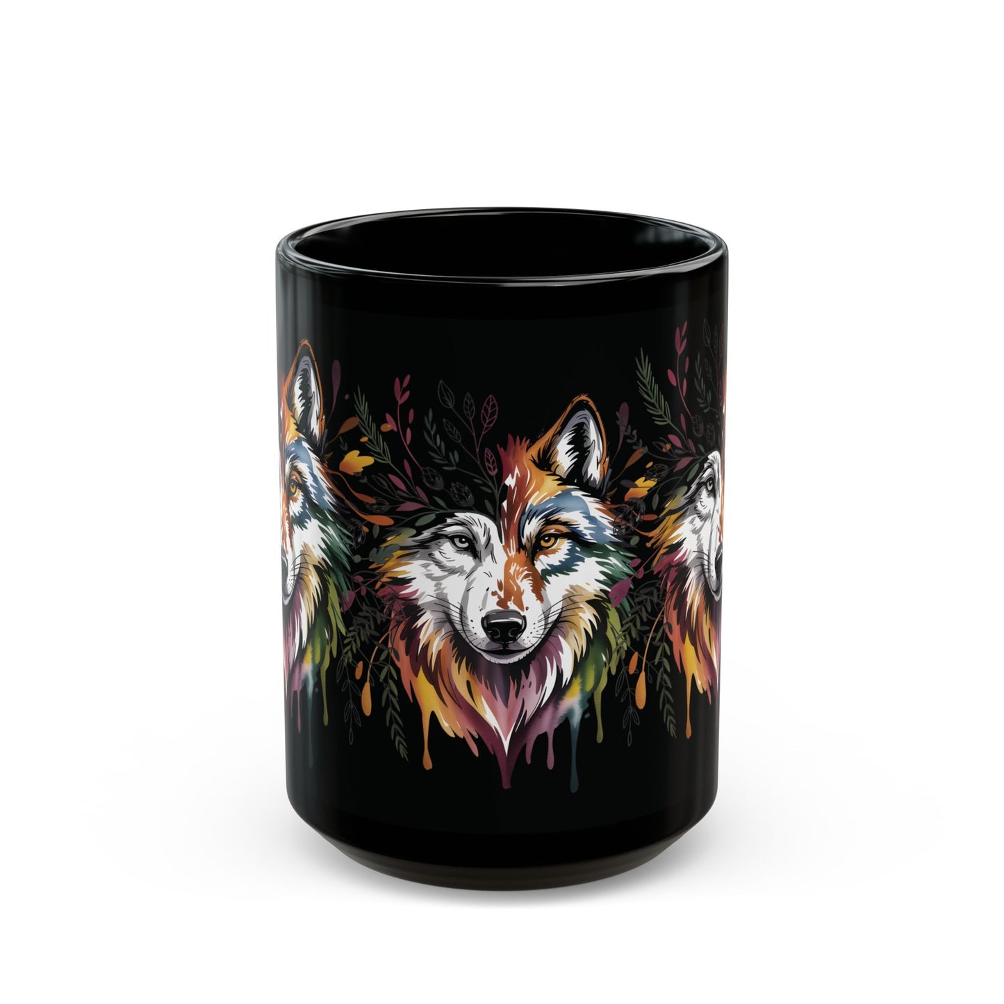 Colorful Watercolor Wolf Art Mug | Wolf Coffee Mug