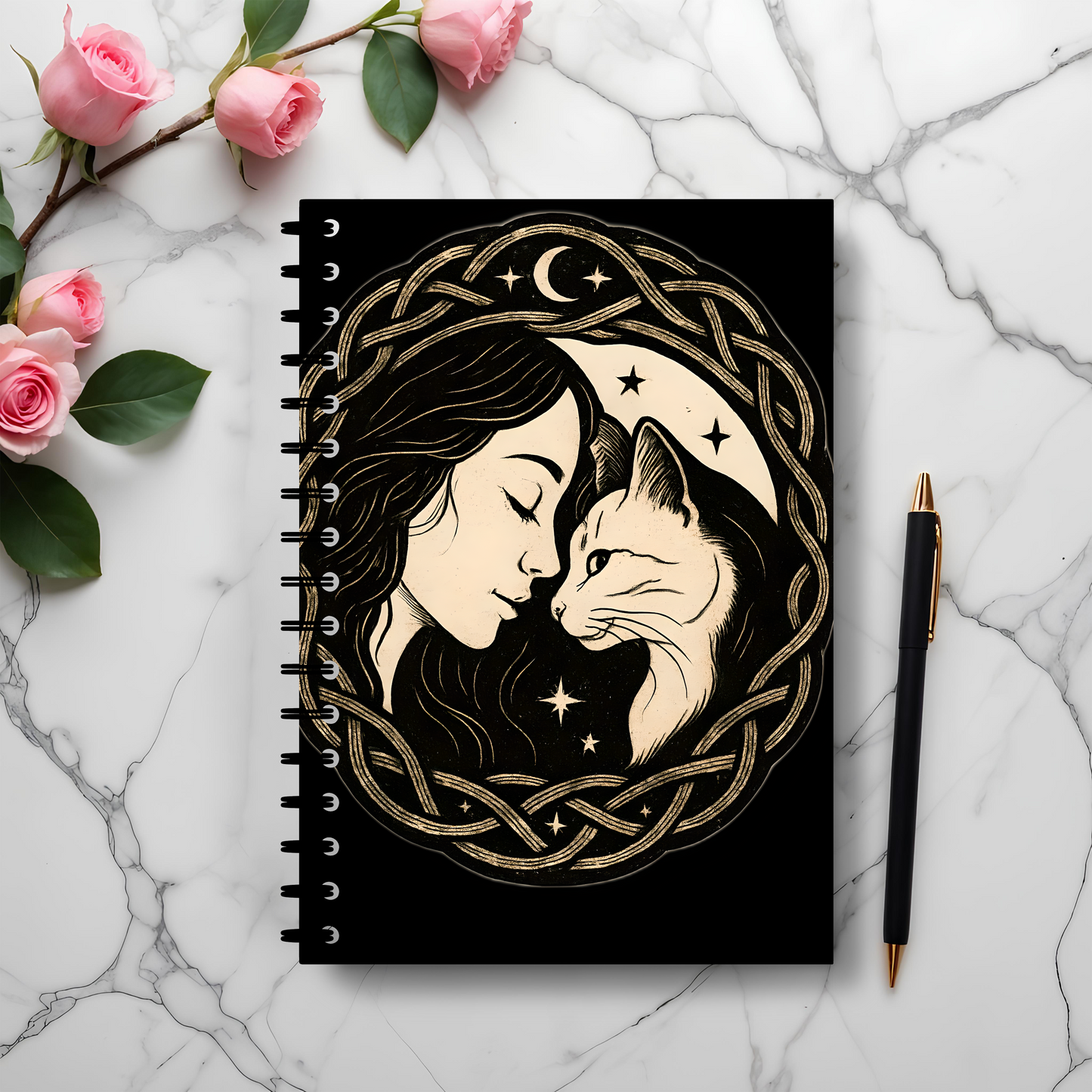 The Witch and Her Familiar Notebook, Whether you're recording spells in a grimoire journal or embarking on deep shadow work journaling, this witchcraft journal seamlessly transforms into a witch planner or spell book.