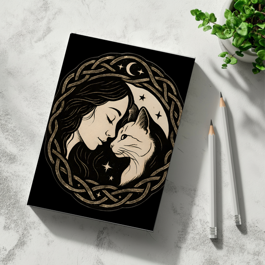 The Witch and Her Familiar Notebook, a mystical journey in the palm of your hand. Like whispering secrets to a witch black cat, this enchanting witchy notebook invites you into the world of the arcane with every turn of the page.