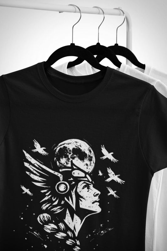 Valkyrie Norse Pagan T-Shirt, is a tribute to the powerful legends of old. Embrace the spirit of the Valkyrie with this striking design that merges the mystique of norse mythology with the rugged appeal of viking apparel.