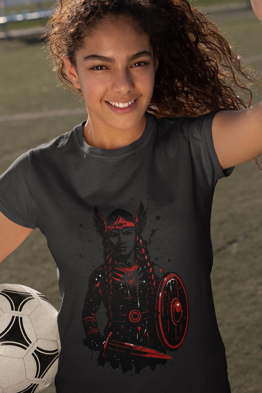 Valkyrie Norse Pagan T-Shirt, a tribute to the powerful legends of old. Embrace the spirit of the Valkyrie with this striking design that merges the mystique of norse mythology with the rugged appeal of viking apparel.