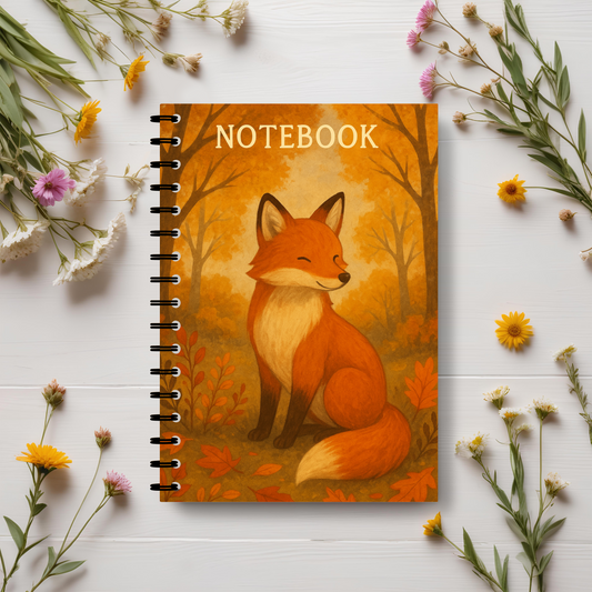 Autumn Fox Wirebound Notebook, Perfect for jotting down thoughts or sketching inspirations, this notebook is a delightful blend of whimsy and practicality.