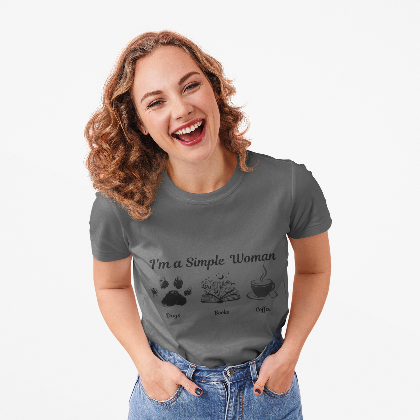 I'm a Simple Woman T Shirt, Paw Print Shirt, express your pet love and book nerd vibes whilst sipping on your caffine fix.