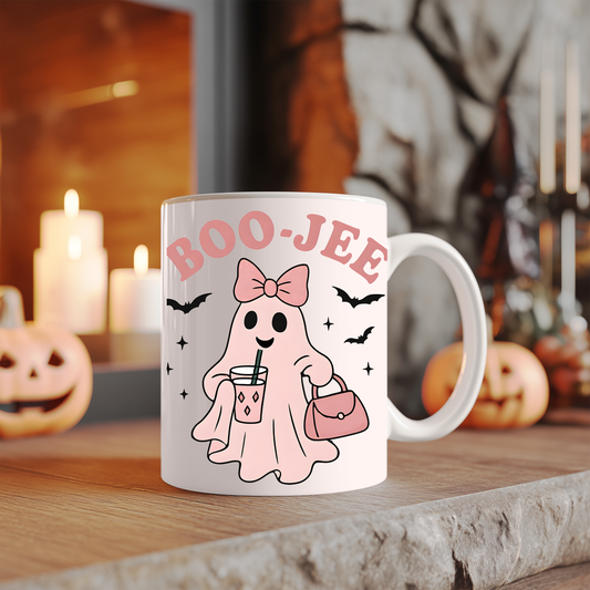Boo jee Pink Ghosty Mug, This cute ghost mug, with its charming pink hue and playful ghostie design, transforms every sip into a magical moment.