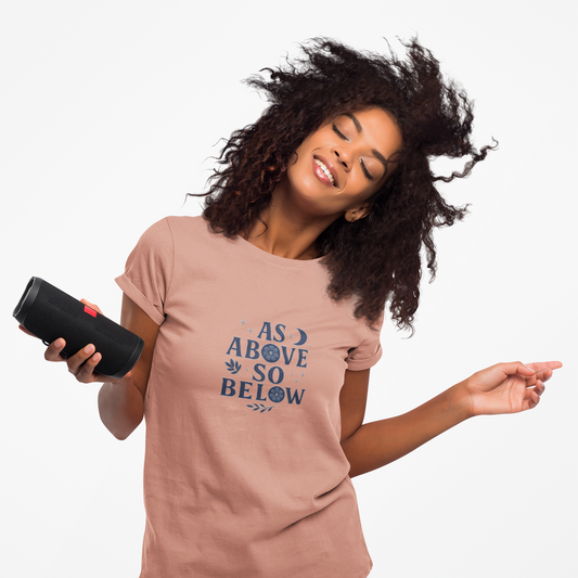 As Above So Below T-shirt,  a harmonious blend of mystical charm and celestial vibes. Crafted for those who appreciate pagan clothing and witchy aesthetics.