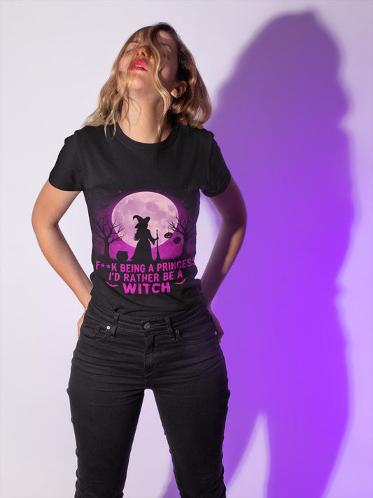 F**k Being a Princess I'd Rather Be a Witch TShirt, This wicca shirt is a celebration of witchy fashion, blending humor with a touch of rebellion. Perfect for any witchy wardrobe.