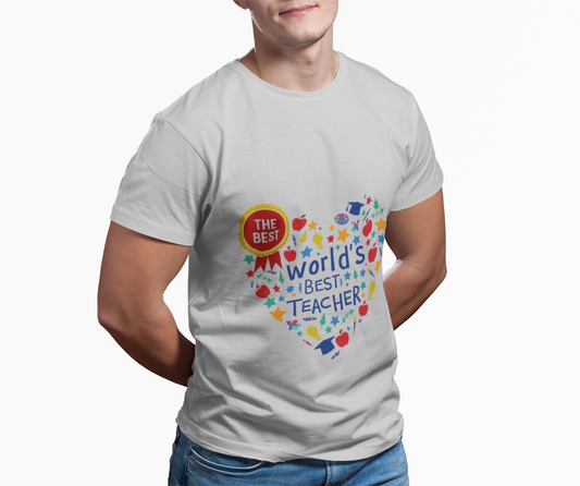 World's Best Teacher Cotton Tee - Designed to celebrate educators, this tee radiates warmth and positivity, making it a perfect gift for Teacher Appreciation Week.