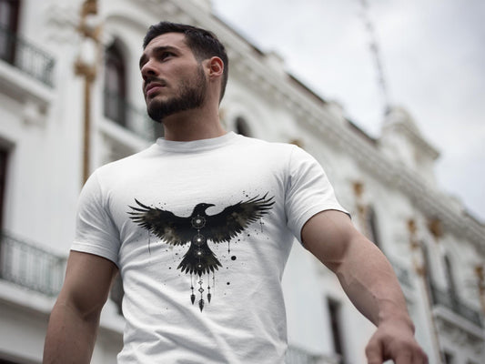 Viking Raven T-shirt, Embrace the spirit of Norse mythology with our Viking Raven T-shirt. This raven shirt captures the essence of Viking art.
