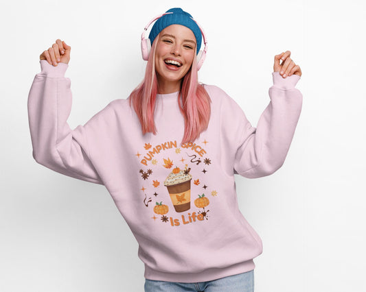 Pumpkin Spice is Life Sweatshirt, This autumn jumper is designed to wrap you in the warmth and comfort that the pumpkin spice season brings.