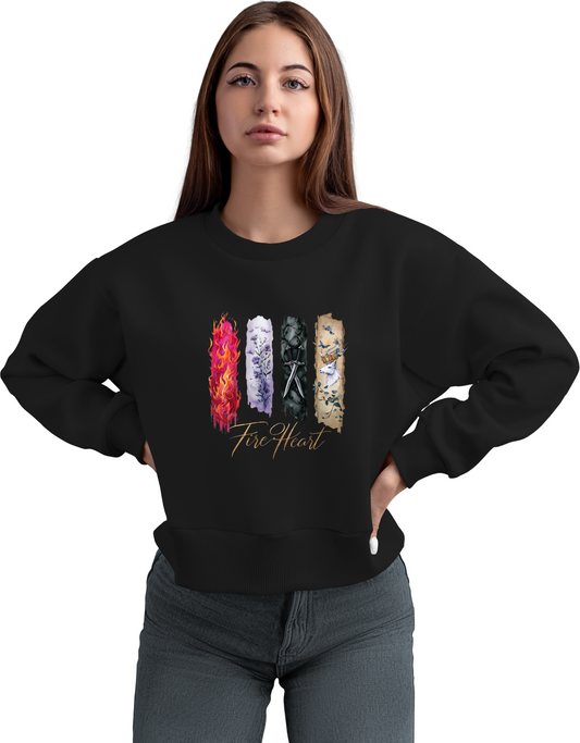 Fire Heart Sweatshirt, Heir of Fire, perfect for book lovers, especially fans of Sarah J. Maas and her character Aelin Ashryver Galathynius.