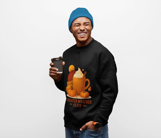 Sweater Weather Autumn Sweatshirt, This autumnal jumper captures the essence of crisp days with its inviting softness, perfect for sipping on a pumpkin spice latte.