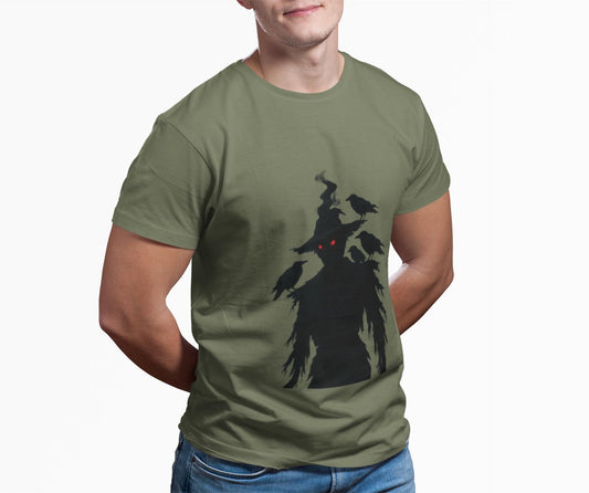 Scary Scarecrow Tee,This Halloween shirt captures the essence of the season with a mesmerizing scarecrow design, blending the line between spooky and stylish.