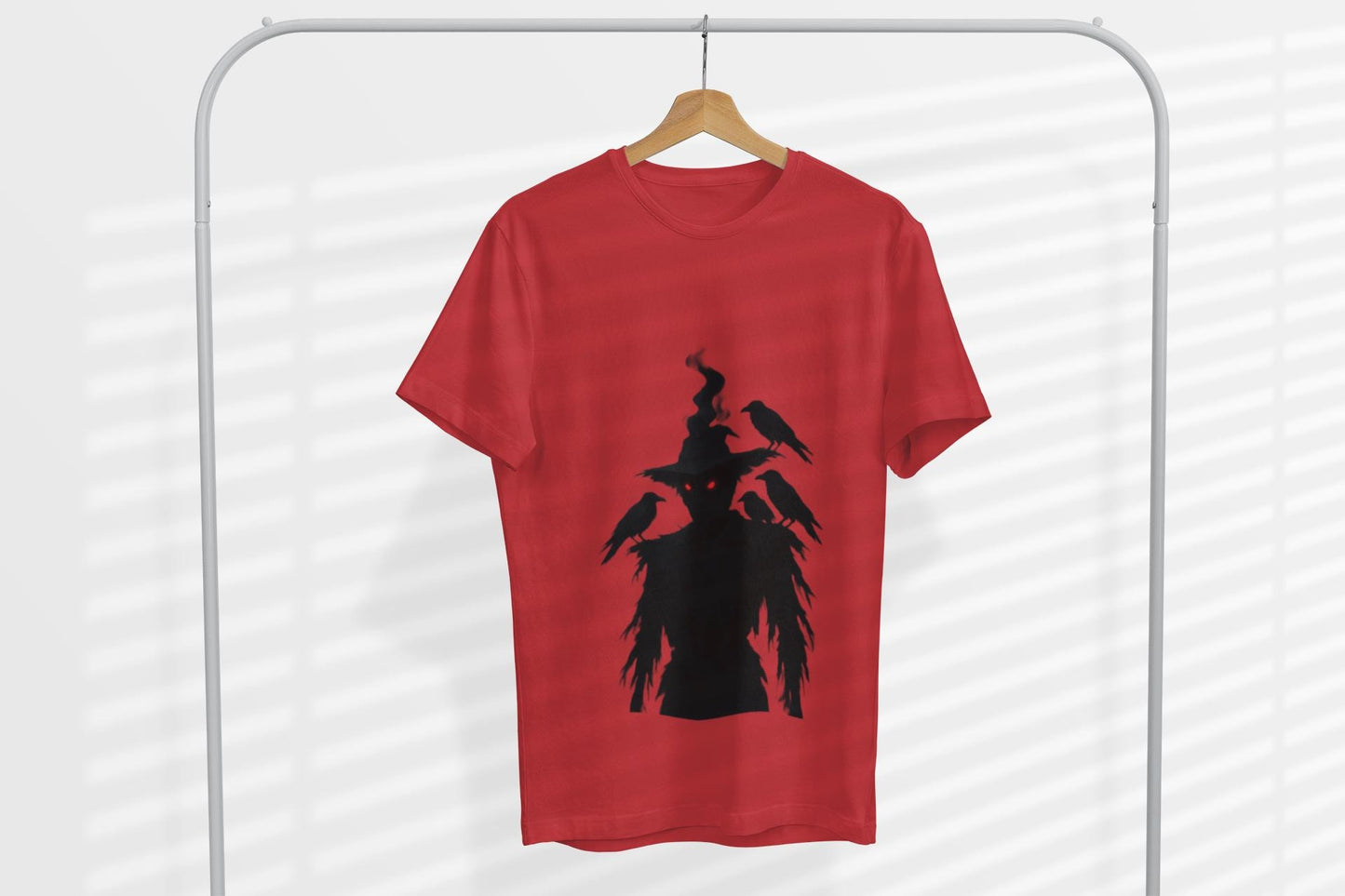 Scary Scarecrow Tee,This Halloween shirt captures the essence of the season with a mesmerizing scarecrow design, blending the line between spooky and stylish.