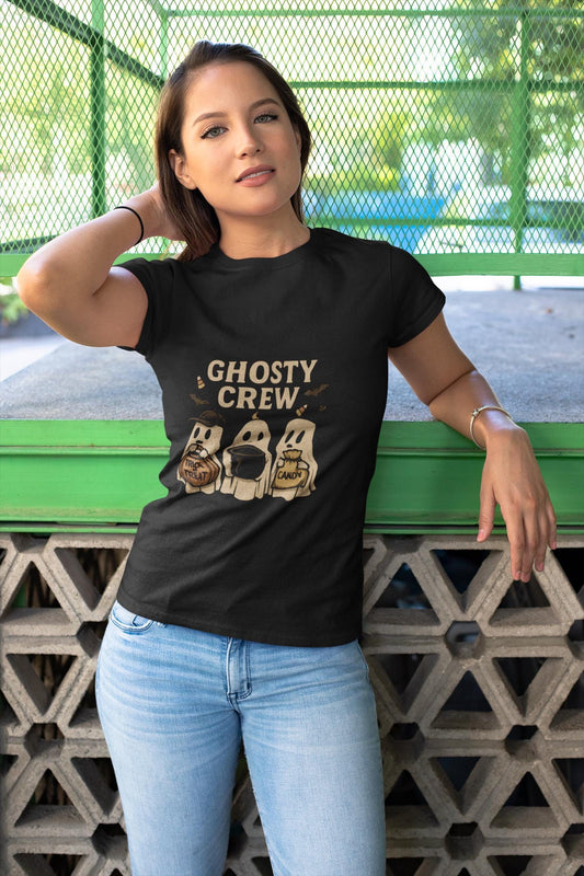 Halloween Ghosty Tee - Women's Softstyle Shirt Perfect for those who love Halloween and want to add a touch of spookiness to their wardrobe.