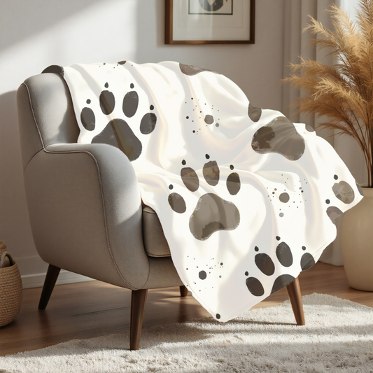 Plush Pet Paw Blanket, perfect for cozy nights in or lazy afternoons on the sofa. The vibrant print adds a playful touch to any room, making it an ideal addition to your home decor.
