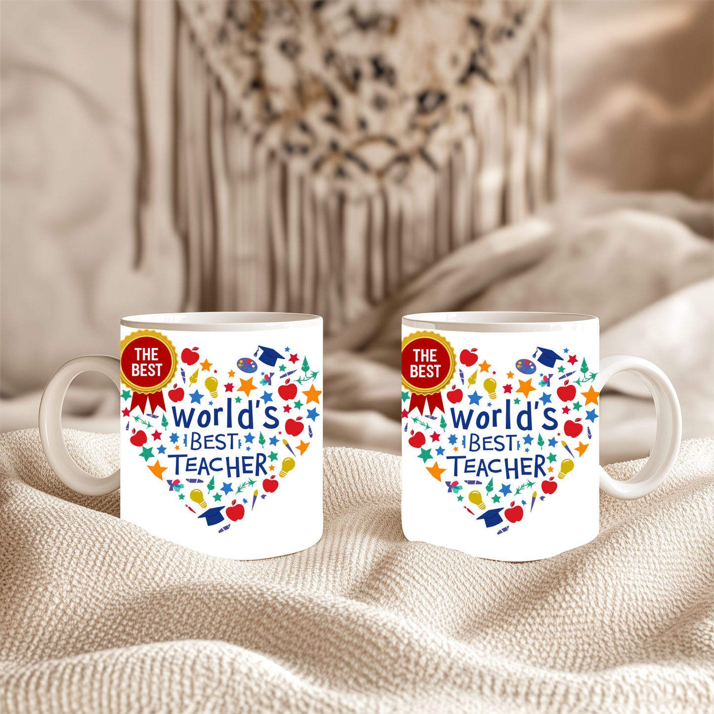 World's Best Teacher Mug - Ideal for teachers, students, or parents looking to show gratitude, it makes a thoughtful gift for Teacher Appreciation Week, end-of-year celebrations, or just-because moments.