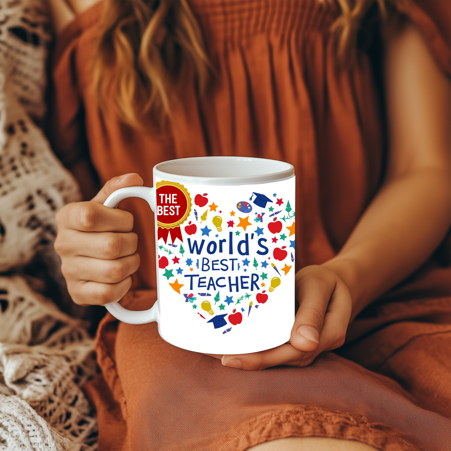 World's Best Teacher Mug - Ideal for teachers, students, or parents looking to show gratitude, it makes a thoughtful gift for Teacher Appreciation Week, end-of-year celebrations, or just-because moments.