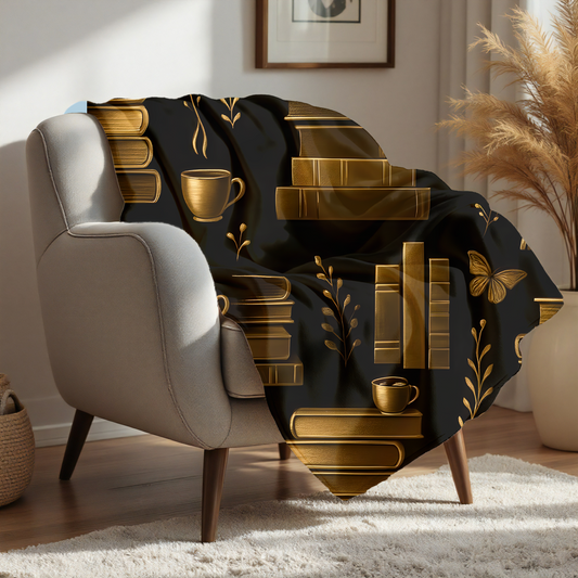 Cozy Bookshelf Fleece Blanket  Perfect for Book Lovers, The soft texture invites you to snuggle up on chilly evenings, making it an ideal companion for reading or watching your favorite movies.
