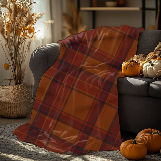 Cozy Autumn Plaid Pattern Blanket, This soft throw, with its classic plaid pattern, transforms any space into a serene autumn retreat.