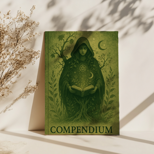 Witches Compendium Hardback Notebook, This magic book is perfect for wiccans, pagans, and anyone fascinated by paganism, offering lush pages to record their herbal grimoire insights and green witch tools.