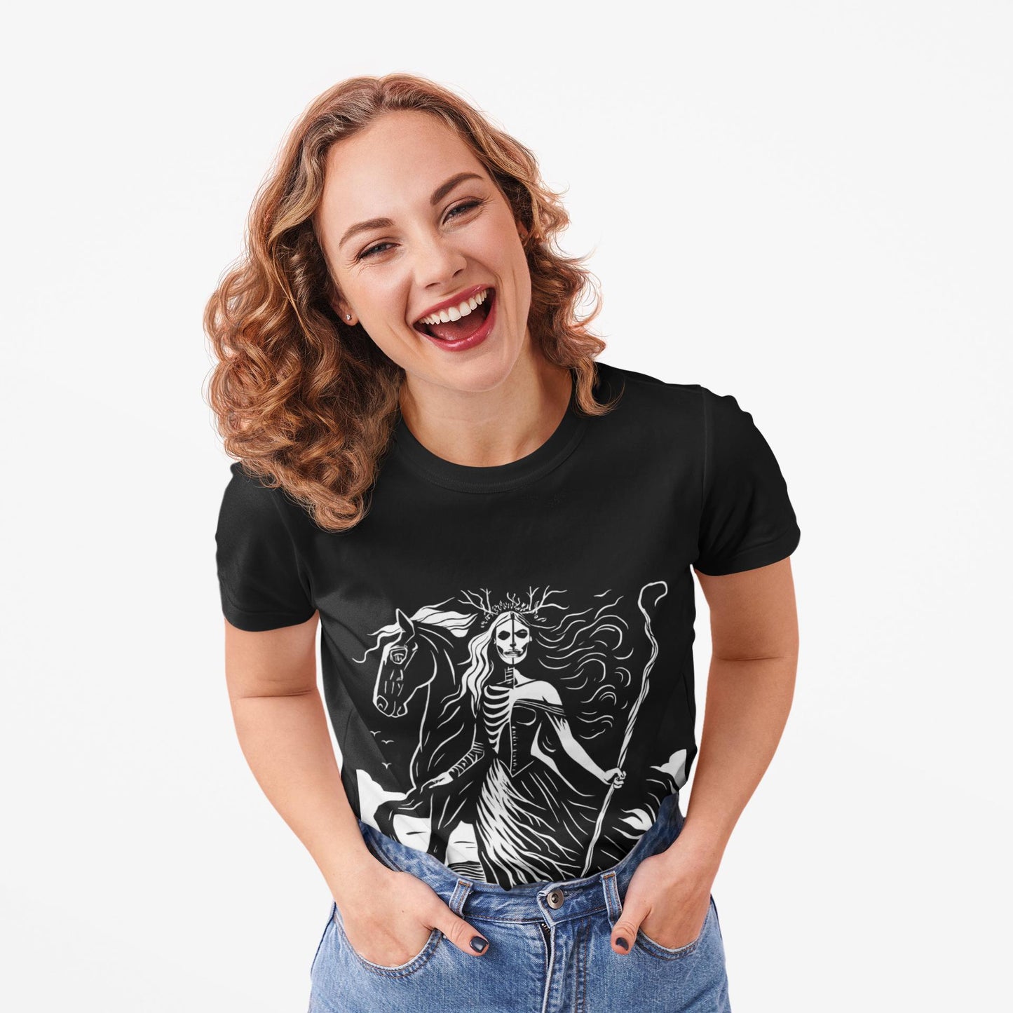 Pagan Goddess Hel Viking T-shirt, This piece of Viking apparel is more than just a shirt; it's a tribute to the enigmatic goddess of death.