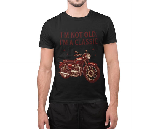 I'm Not Old I'm A Classic Motorbike T-shirt,this motorcycle t shirt channels the spirit of classic motorcycle culture, effortlessly blending nostalgic motorcycle style with modern biker apparel.