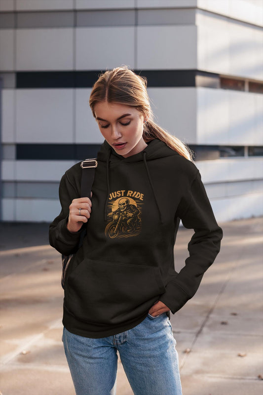 Just Ride Skull Motorcycle Hoodie, this motorbike hoodie isn't just about style; it captures the rebellious spirit of the open road.