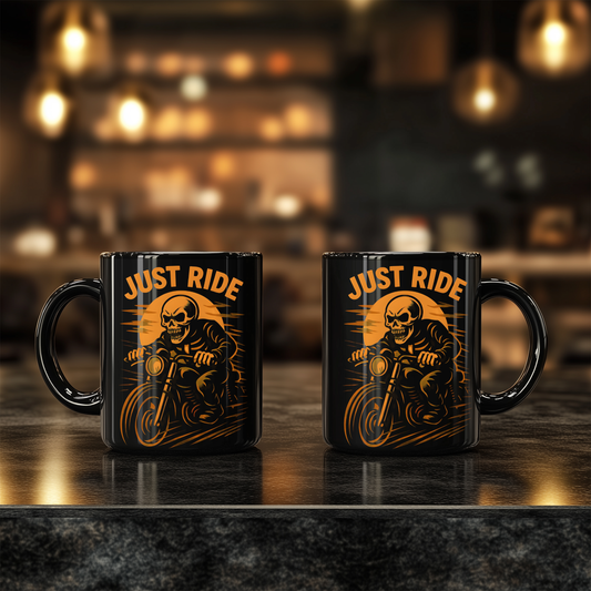 Skull Mug for Bike Lovers, This skull coffee mug is not just for holding your brew; it's a bold statement for every bike lover who cherishes the open road.ug