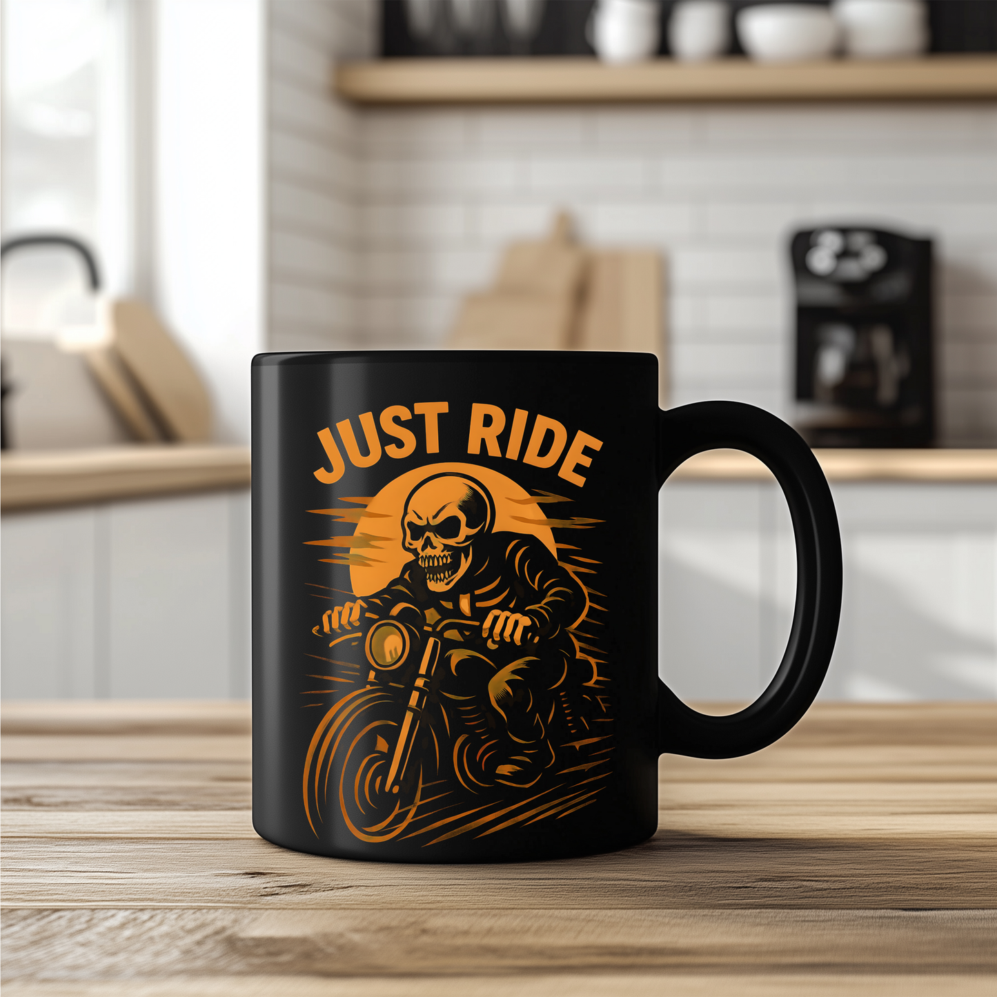 Skull Mug for Bike Lovers, This skull coffee mug is not just for holding your brew; it's a bold statement for every bike lover who cherishes the open road.ug