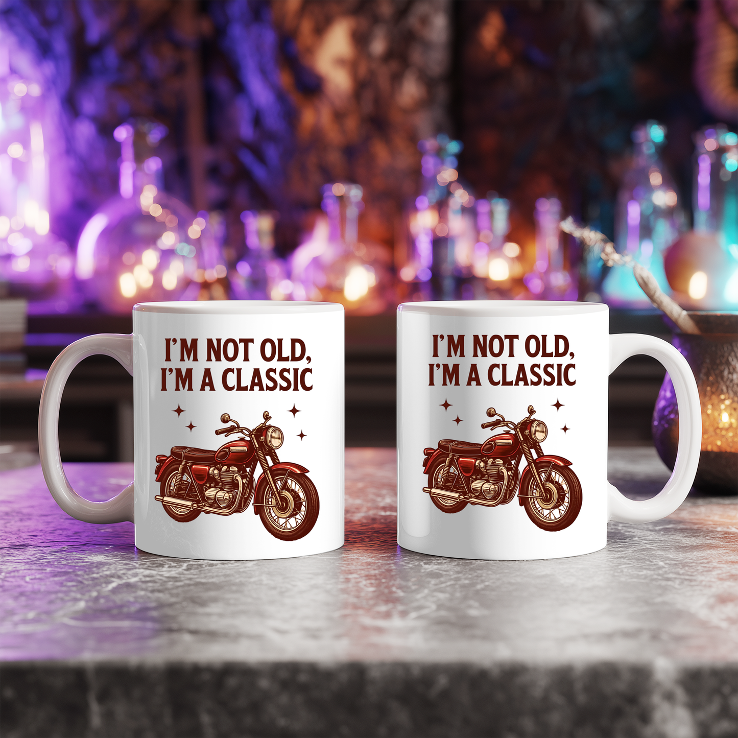 I'm Not Old I'm not old im a Classic Biker Mug, This retro motorbike mug is more than just a vessel for your coffee; it's a nod to the enduring spirit of the biker lifestyle.
