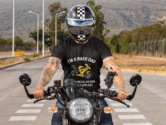 Biker Dad T-shirt,  This tee is a fantastic choice for anyone who loves the biker lifestyle or simply appreciates casual, stylish apparel. It's especially relevant for Father's Day, birthdays, or any celebration.