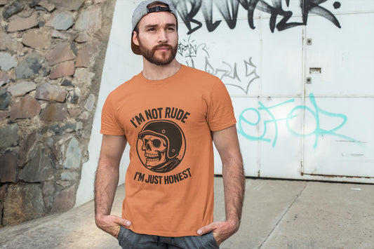 I'm Not Rude I'm Just Honest Skull Biker T-Shirt, This sarcasm tee is your ultimate motorcycle apparel, featuring a bold skull graphic tee alongside the fierce message that speaks to your unapologetic nature.Motorcycle Apparel