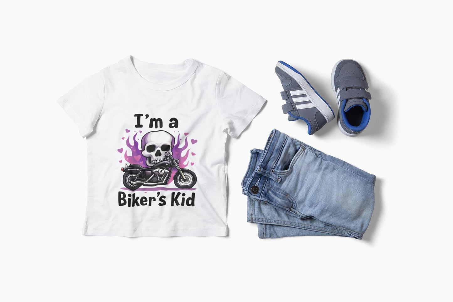 Kids Motorbike Tee I'm a Biker Kid T-shirt, Whether they're dreaming of dirt trails or asphalt adventures, this kids bike shirt is the ultimate motorcycle tee for your little daredevil.