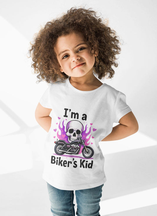 Kids Motorbike Tee I'm a Biker Kid T-shirt, Whether they're dreaming of dirt trails or asphalt adventures, this kids bike shirt is the ultimate motorcycle tee for your little daredevil.
