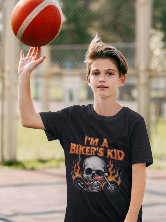 I'm A Biker Kid T-Shirt, this kids motorbike tee is a must-have for your mini roadster. Bring a touch of the wild to your child's wardrobe and let your biker girl or adventurous boy rev up the fun!