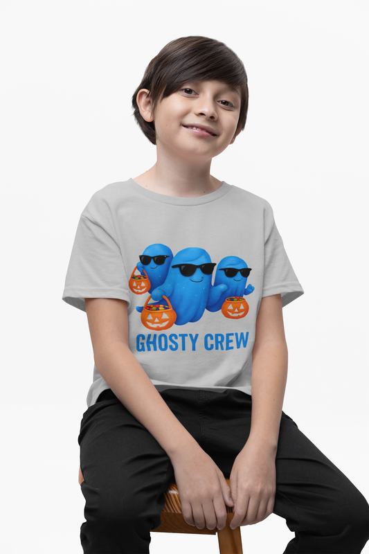 Kids Ghost Tee, Halloween Ghosty Crew Shirt, Perfect for kids who love Halloween and want to be part of the ghosty crew.