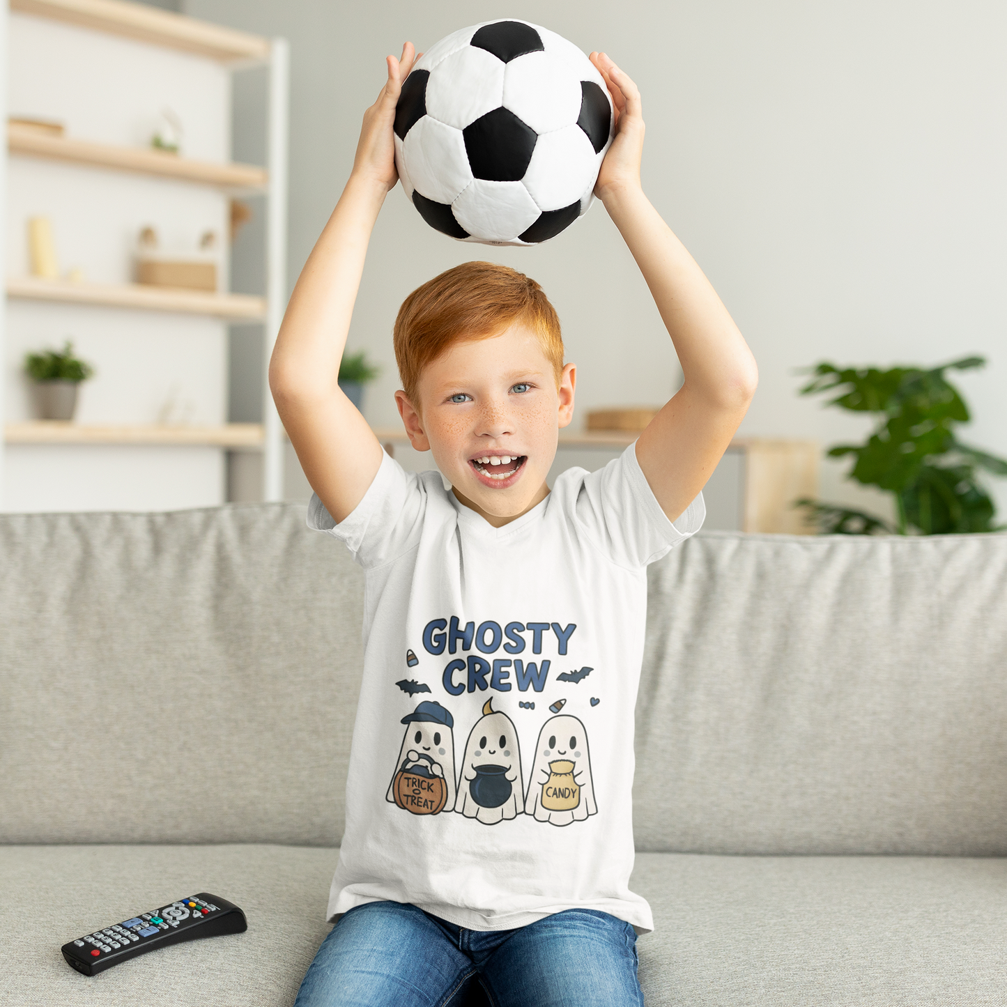 Ghosty Crew TrickorTreat Tee,Be part of the Ghosty crew. Step into the enchanting world of Halloween with the Ghosty Crew Trick or Treat Tee.crew.