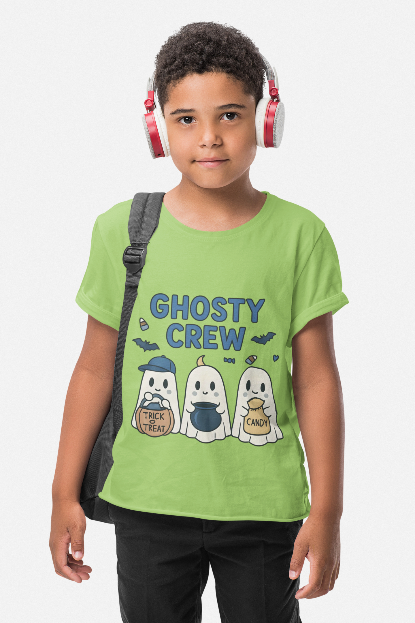 Ghosty Crew TrickorTreat Tee,Be part of the Ghosty crew. Step into the enchanting world of Halloween with the Ghosty Crew Trick or Treat Tee.crew.