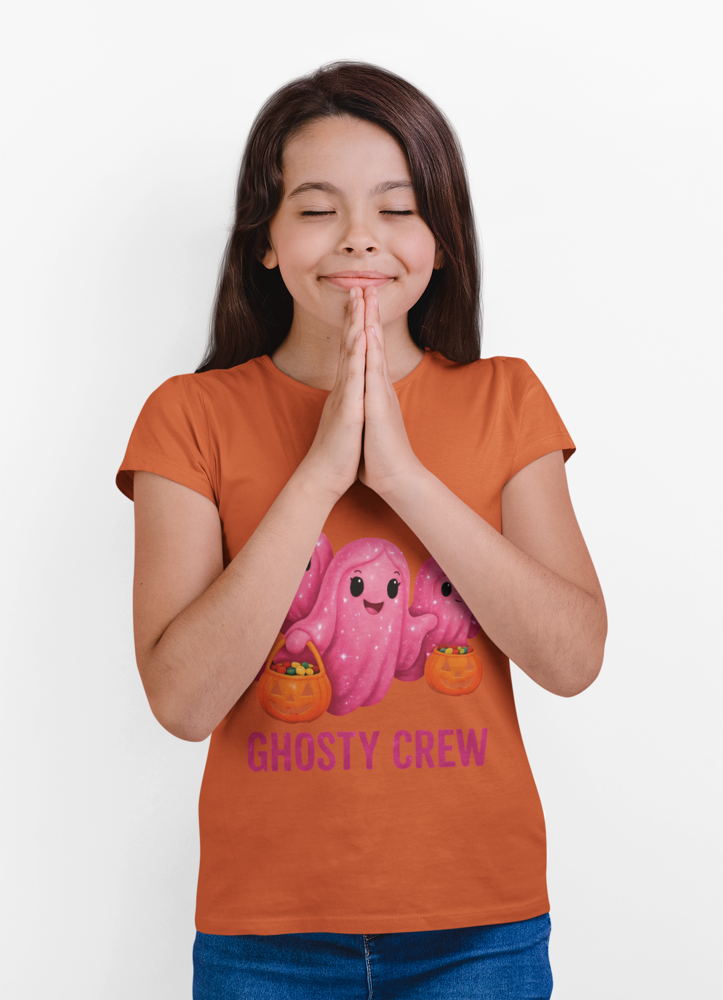 Pink Ghosty Tee Kids Heavy Cotton™ Tee, Be part of the ghosty crew and embrace the Halloween vibe with this playful design
