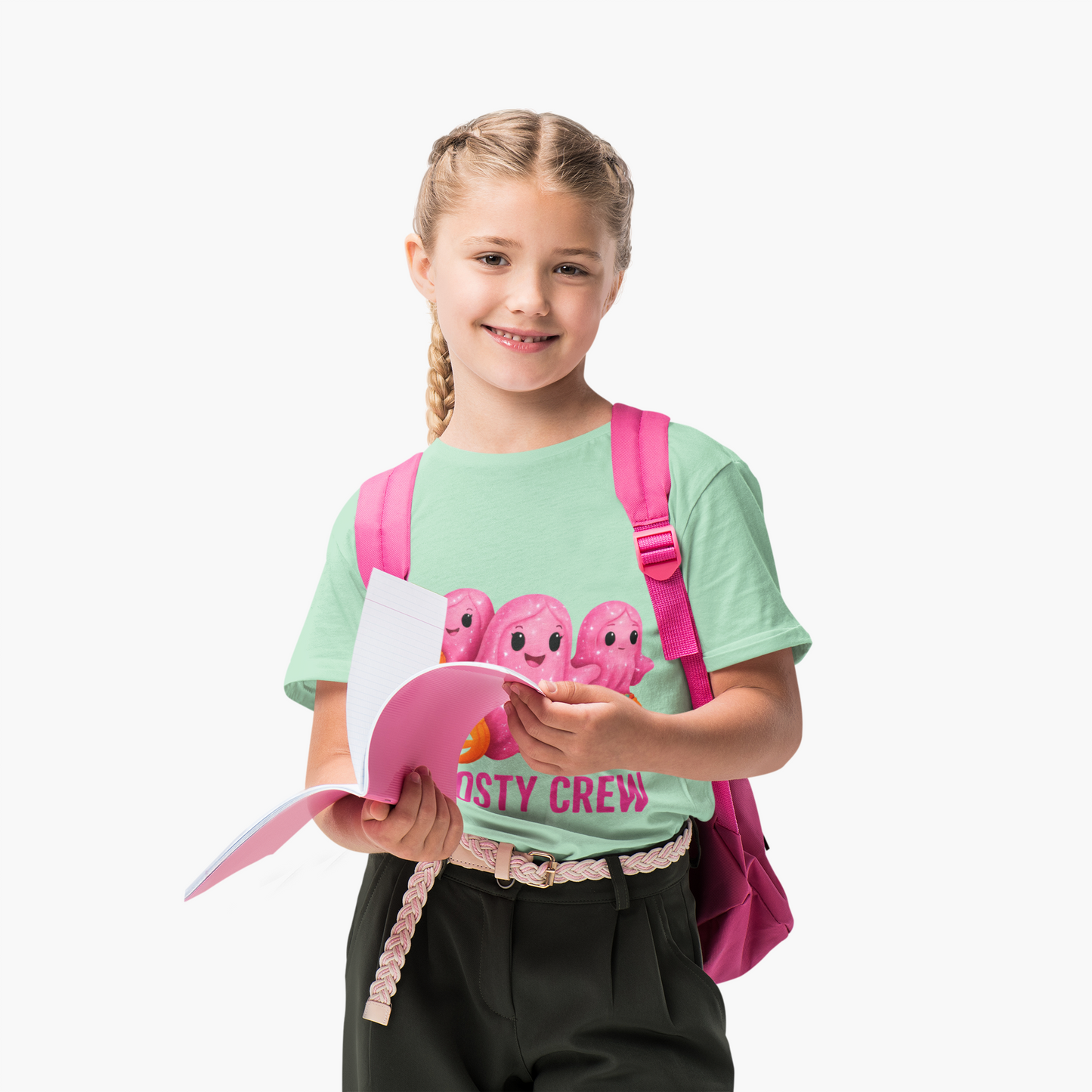 Pink Ghosty Tee Kids Heavy Cotton™ Tee, Be part of the ghosty crew and embrace the Halloween vibe with this playful design