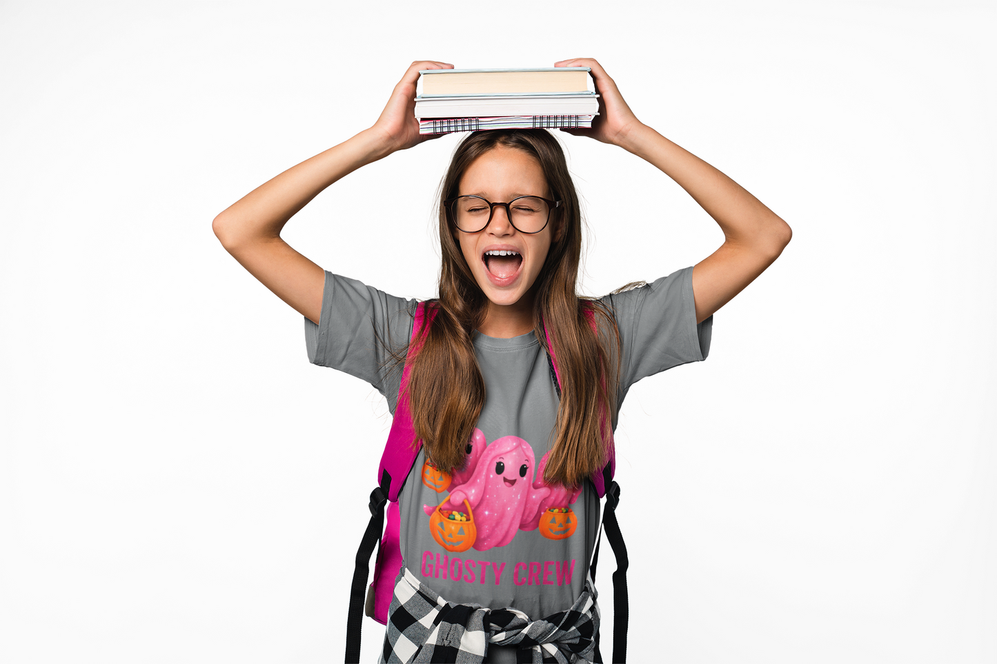 Pink Ghosty Tee Kids Heavy Cotton™ Tee, Be part of the ghosty crew and embrace the Halloween vibe with this playful design