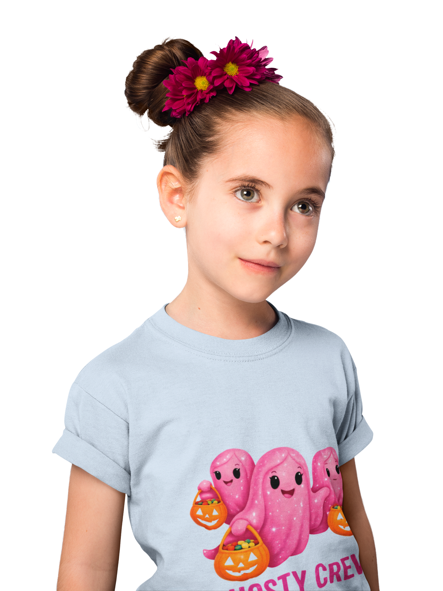 Pink Ghosty Tee Kids Heavy Cotton™ Tee, Be part of the ghosty crew and embrace the Halloween vibe with this playful design