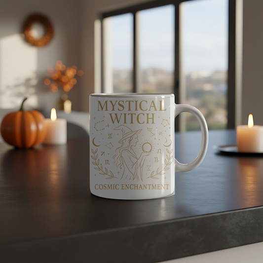 Mystical Witch Cosmic Enchantment Mug, Ideal for any lover of witchy stuff, this enchanting witchy mug is perfect for savoring your favorite witches brew
