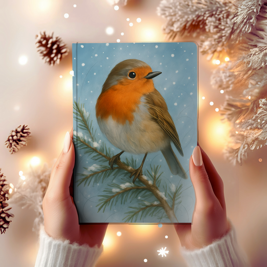 Winter Robin Woodland Notebook, Immerse yourself in the woodland theme and let the inspiration of forest creatures guide your every word.
