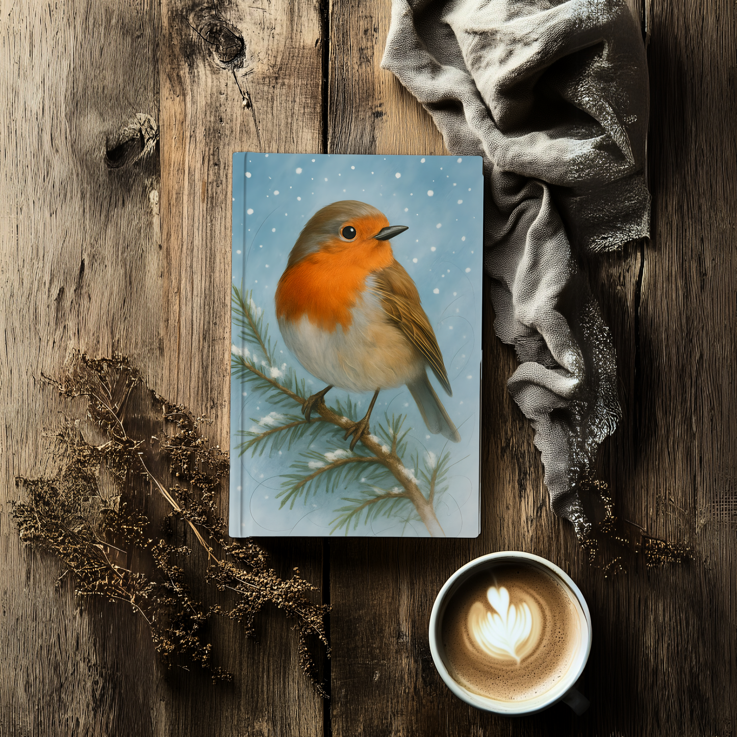 Winter Robin Woodland Notebook, Immerse yourself in the woodland theme and let the inspiration of forest creatures guide your every word.